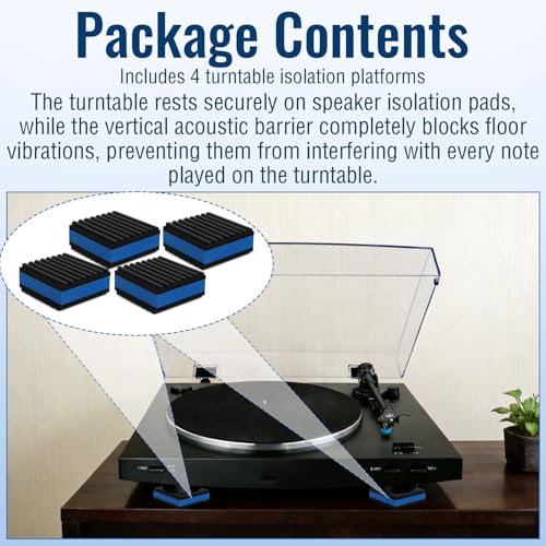 4 Pack Sound Isolation Pads 2 x 2 x 7/8 inches Designed for Turntables