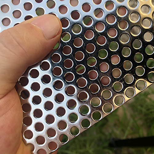 19 Gauge 15.7"x7.8" Perforated Metal Sheets Expanded Metal Mesh Opening 35% Hole 5mm 0.2"(About 1/5") Perforated Stainless Steel Sheet 304 Stainless Steel Mesh Screen Panel Decorati Plate - size: 15.7" X 7.8"