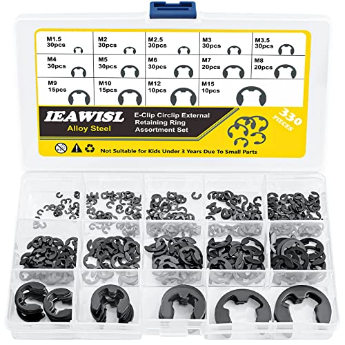 330 PCS External Retaining Rings, 14 Sizes E-Clip for Machines - color: Black, size: 330 pcs
