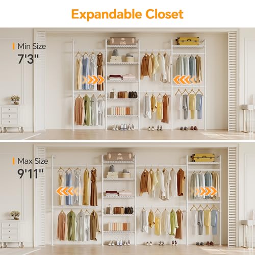 Higeego W4 Wall Mounted Clothes Rack, Industrial Pipe Clothing Rack, White - color: White