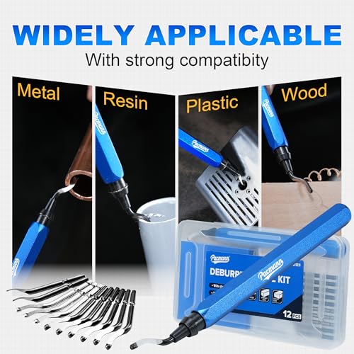 Deburring Tool, 11 High-Speed Steel Blades, 360-Degree Rotary Head