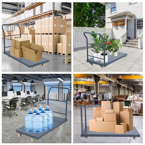Heavy Duty Platform Truck, 60"x30" Flatbed Cart, 2000 lbs Capacity Steel Flat Dolly with Swivel Wheels, Industrial Utility Push Cart for Warehouse, Luggage, and Moving