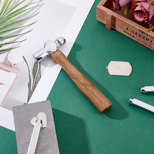 PH PandaHall 2pcs Mini Ball Peen Hammer 4oz Carbon Steel Jewelry Dual-Sided Metal Hammers with Wooden Handle for Household Workshop Metal Forming Repairing Stamping, 6.2"