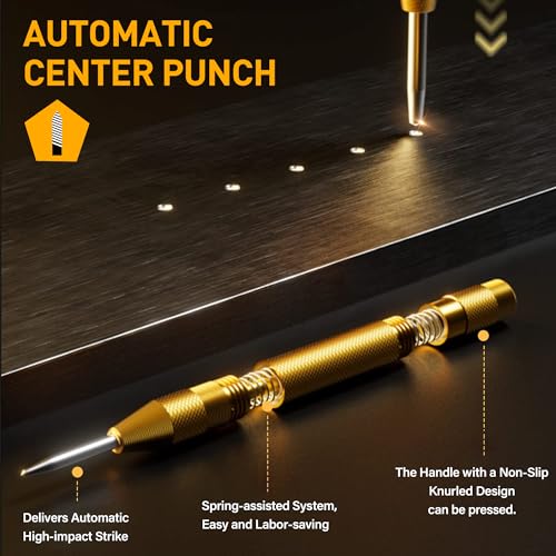 Step Drill Bit Set, 6 Pcs Titanium High Speed Steel Step Drill Bits with Extra Automotive Center Punch for Metal, Wood & Plastic, with Aluminum Case, 50 Sizes - style: 6PC