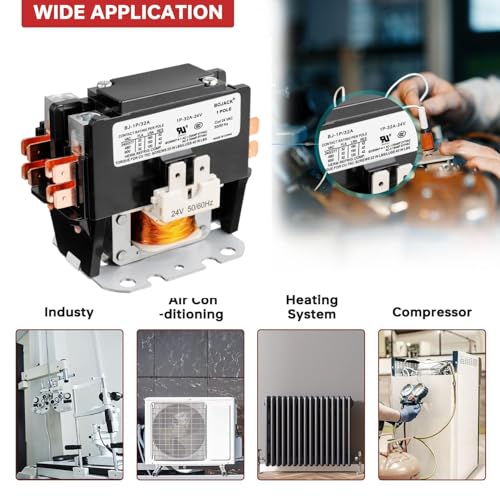 BOJACK 1 Poles FLA 32 Amp Coil 24 VAC Air Conditioner Condenser Compressor Contactor AC Definite Purpose Contactor - size: 1P 32A 24V
