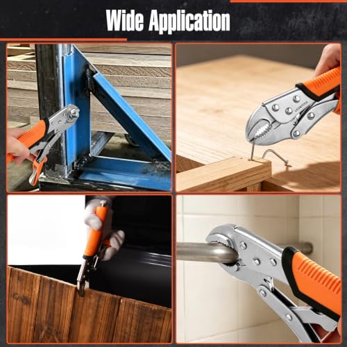 7" & 10" Curved Jaw Locking Pliers, Forged Carbon Steel, Anti-Slip TPR Handle, Quick Release, Locking Adjustable Vise Grip Pliers Set for Clamping Twisting Welding Automotive Workshop - style: 7" & 10" Curved Jaw