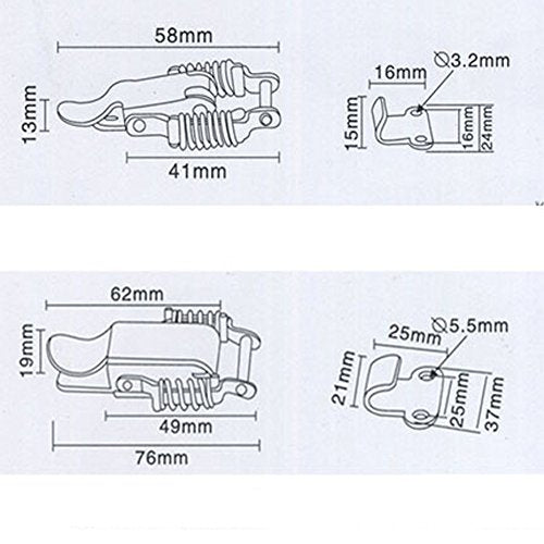 Spring hasp Toolbox Toggle latches Lock,Stainless Steel 304 Toolbox Draw Compression Spring Toggle Latch Catch Clamp W/Screws - size: Large
