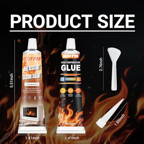 High Heat Silicone Glue Clear and Black, 100ml Heat Resistant Sealant - color: Clear and Black