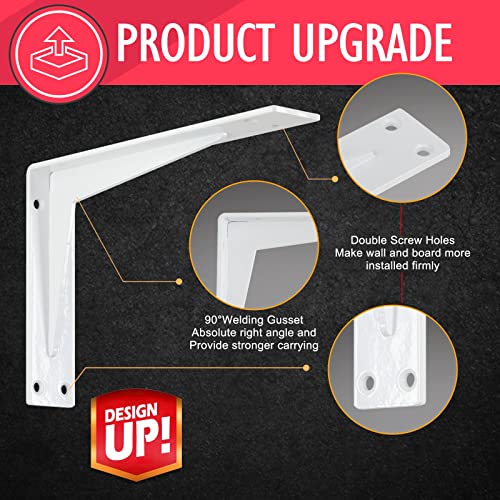CLT 24” White Shelf Bracket, 1/5" Thick – Heavy Duty Corner Brace, Supports 550 lbs, Industrial Modern Farmhouse Style – Right Angle Bracket for Tables, Benches, DIY Space-Saving Projects (Pack of 4) - color: White L Gusset, size: 24 Inch