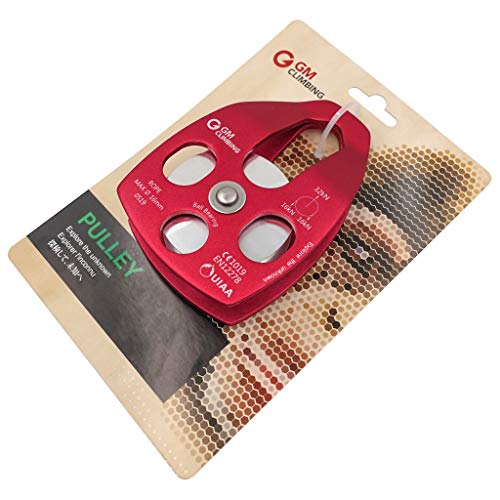 GM CLIMBING Large Rescue Pulley 32kN Single Sheave with Swing Plate CE UIAA Certified - color: Red | 1 Pack