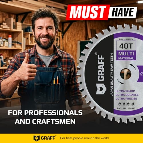 GRAFF 4-1/2 Inch Circular Saw Blade with 3/8 Inch Arbor - 40-Teeth Grinder Saw Blade for Aluminium, Metal, Wood, Plywood, Drywall, Plastic - Wood Cutting Blade for Angle Grinder - size: Ø 4 ½ Inch - 40T Multi 3/8 Inch Arbor, style: Multi Cutting Blade