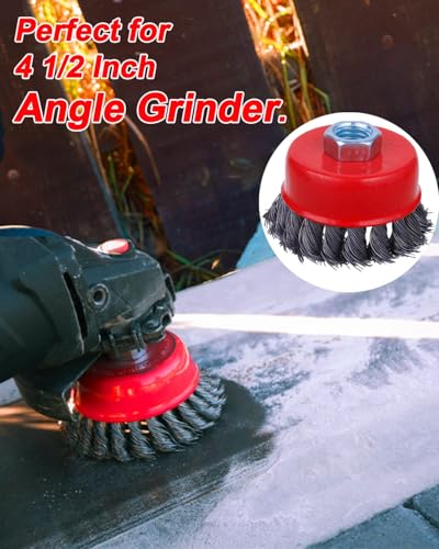 6-Piece, Angle Grinder Wire Wheel, 4 1/2" Angle Grinder Attachments - style: 2*3” Cup Brush + 2*4” Wheel Brush + 2* Steel Brush