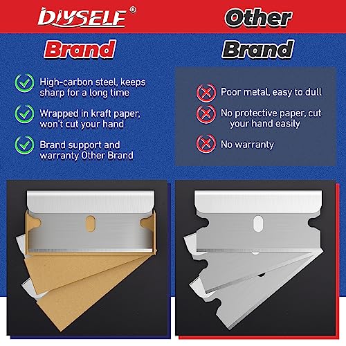 DIYSELF 200 Pack Razor Blades Refills, Single Edge Blades for Scraping - size: 200 Pcs