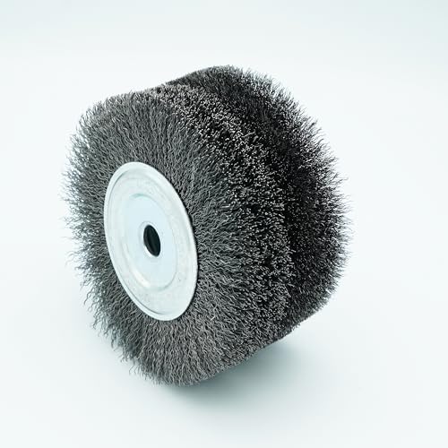 6inch Bench Wire Wheel Brush Set for Bench Grinder - Coarse & Fine Crimped Carbon Steel (0.012in & 0.008in), 1/2in & 5/8in Arbor - Rust, Burr, Paint, and Corrosion Removal (4)