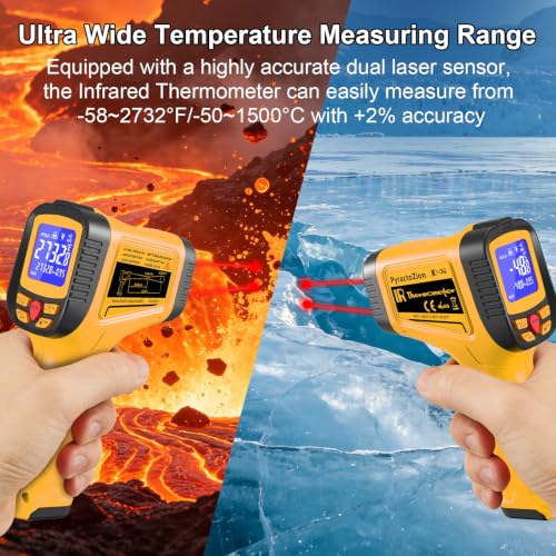 Infrared Thermometer Temperature Gun -58°F to 2732°F, 50:1 Distance Ratio