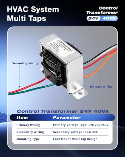 1 Pack 24V Control Transformer 40VA, Primary 120/208/240V Secondary Output, Class 2 Low Voltage Unit for HVAC Furnace Multi Tap, Replacement 4031F PF42440 GT446 (1)