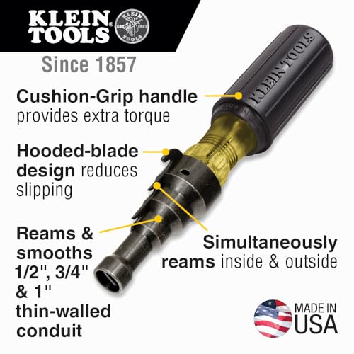 Klein Tools 80073 Reaming Driver Kit with Conduit Reamer, Conduit-Fitting and Reaming Screwdriver and Magnetic Level, 3-Piece - style: Reaming Driver Kit