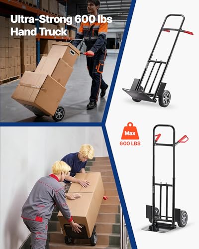 VEVOR Hand Truck, 600 lbs Load Capacity, Heavy-Duty Truck Dolly with Wheels - size: 600 lbs