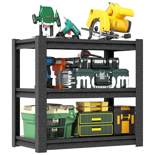 3 Tier Garage Storage Shelf, Require Assembly(Black) - size: 15.75"D*23.62"W*31.5"H