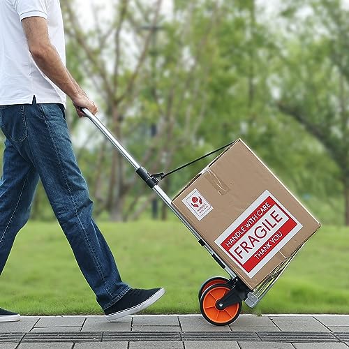 VEVOR Folding Hand Truck and Dolly, 275 Lbs Capacity, Aluminum Foldable Cart, Heavy-Duty Luggage Trolley Cart with Telescoping Handle and PP+TPR Wheels for Home, Office, Shopping, Travel - size: 275 lbs