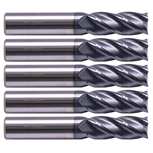 BestParts 5Pcs 1/2" 4 Flute Solid Carbide Square End Mills - AlTiN Coated - size: 1/2 in
