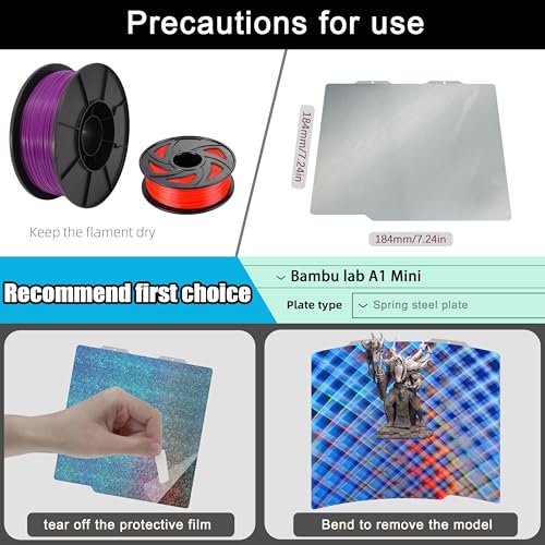 Build Plate for Bambu Lab A1 Mini 3D Printer: PEI Build Plate Carbon PET Diamond PEO PEY Plate 3D Printing Accessories Textured Smooth Sheet Bed 184x184mm (PEY-Skynet+ PEY-Star) - color: PEY-Skynet+ PEY-Star