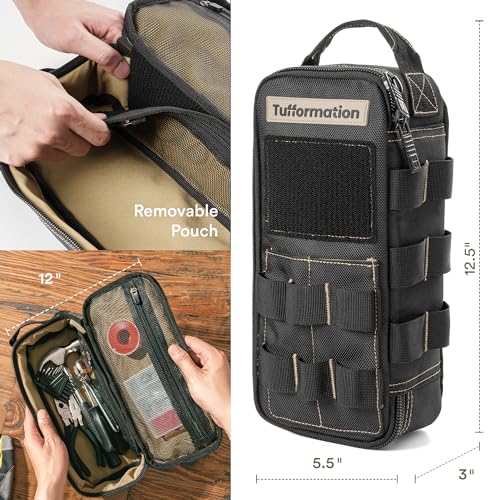 Tufformation Heavy Duty Small Tool Bag Pouch, Utility Organizer Case - color: Black