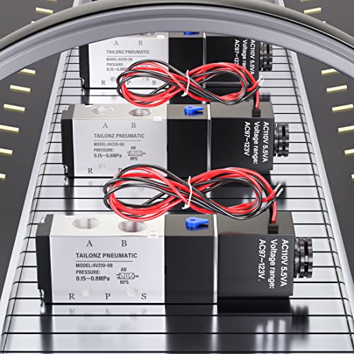 TAILONZ 1/4"NPT AC110V Solenoid Valve 2Position 5Way Outlet wire 4V210-08 - color: AC110V, size: 2 Position 5 Way-1/4"NPT