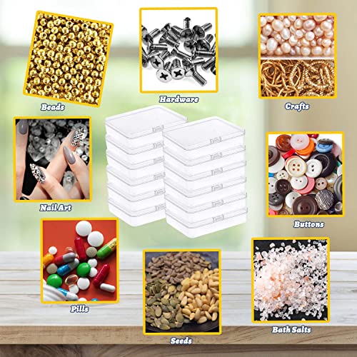 Goiio 24 Pcs Mini Plastic Storage Containers Box with Lid 5x4x1.3 Inches Rectangle Box, for Collecting Small Items, Beads, Game Pieces, Crafts Accessories - size: 24 Pieces 5 x 4 x 1.3 Inches