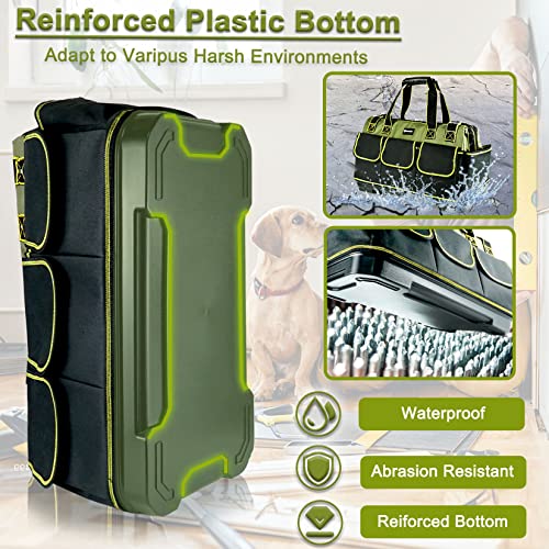 17in Tool Bag For Men Heavy Duty with Waterproof Molded Base, High Capacity Wide Mouth Tote, Construction Worker Electricians Tool Bags, Large Tool Bag Organizer for Men Women Tool Tote - size: 17in tool bag