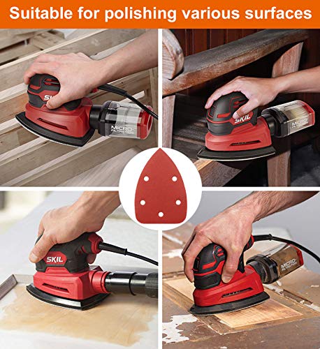 Detail Sander Paper, 80-600 Grits, Hook and Loop Backing, 5 Holes, for Sanding and Polishing, 60 Sheets - size: 80-600