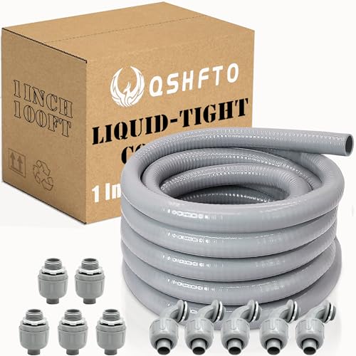 1 Inch Liquid-Tight Conduit and Connector Kit, 100 FT - size: 1 Inch 100 Ft