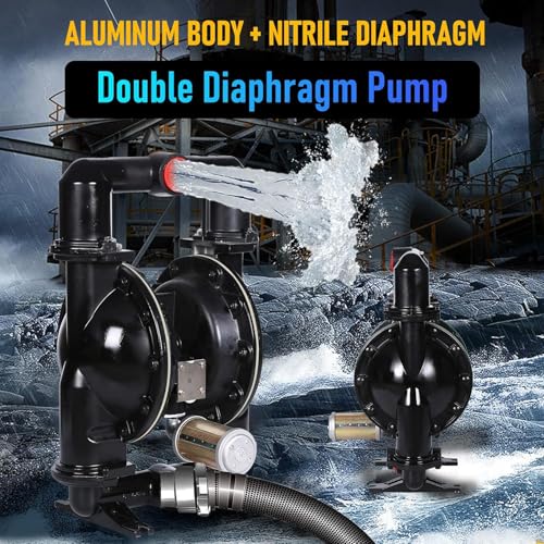 Air Operated Double Diaphragm Pump 2" inch Inlet/Outlet transportation of waste oil, gear lubricants, sewage DN50 172GPM Dual Diaphram Santoprene by Aluminum alloy 120PSI - size: DN50