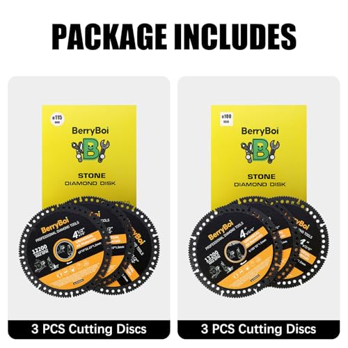 4-1/2 Multi Purpose Diamond Cut Off Wheel, 115mm Cutting Disc, 3 Pack - size: 4"×1/2"
