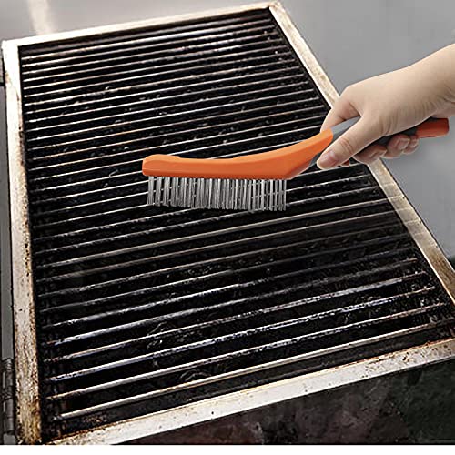 MAXMAN Wire Brush 10", 2Pcs Stainless & Carbon Steel Bristles, Rust Remover