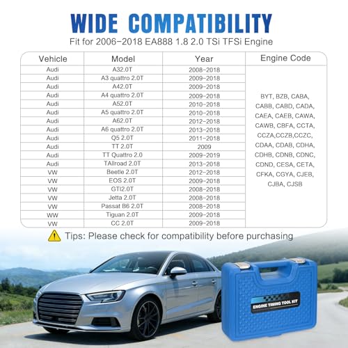 GOOACC Engine Timing Tool Kit for Audi VW VAG 2006 2007 08 2009-2018, 20PCS - size: VW Audi VAG EA888 1.8 2.0 TSI TFSI #T10355 T10060A