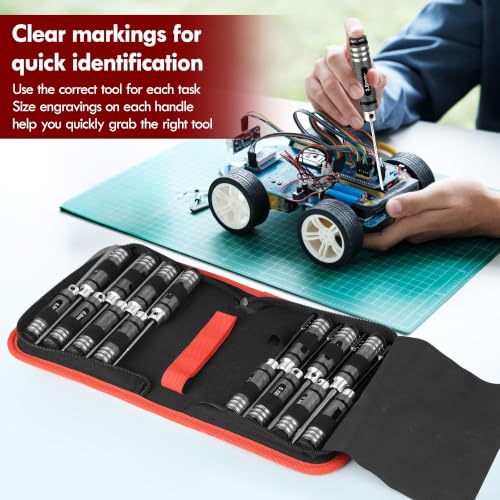 16pcs RC Tool Kit-Hex,Slotted, Socket, Phillips Screwdrivers Set - color: Silver