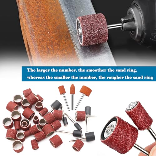 Tnisesm 159Pcs Sanding Drum Set for Dremel Rotary Tools-Includes 138 Aluminum Oxide Drum Sander Sanding Sleeves (80,120,240 Grit),12 Drum Mandrels and 9 Sanding Bits,Sanding Bits Tool Accessories - size: 6SIZE-159PCS