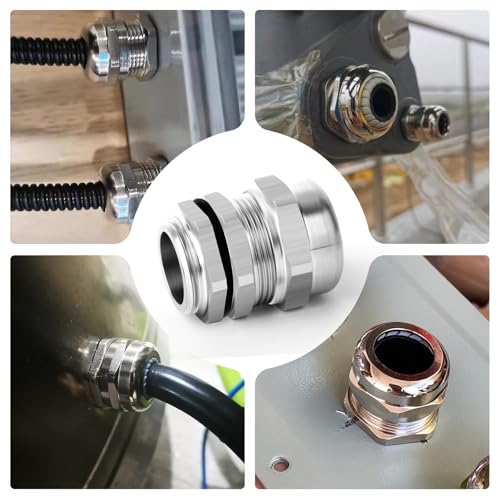 2pcs 1/2"NPT Stainless Steel Cable Gland, Metal Waterproof Cable Gland, Adjustable Cable Gland Protectors 8-12mm - color: With Nuts, size: 1/2"NPT