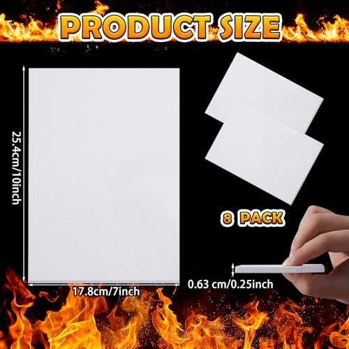 8 Piece High Temperature Gasket Paper, 1/4 Inch White Insulation Sheets - size: 1/4" Thick