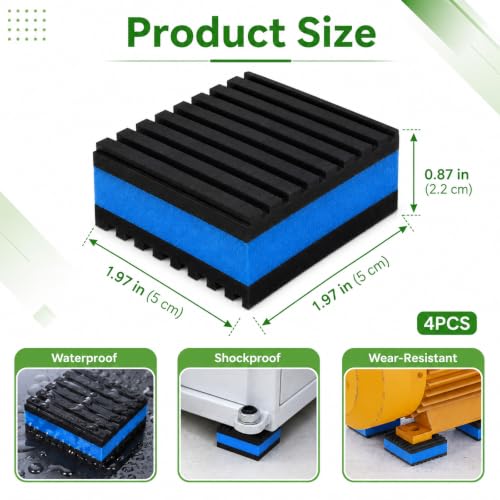 4Pcs Anti Vibration Pads, Rubber Isolation Pads Dampeners Blocks