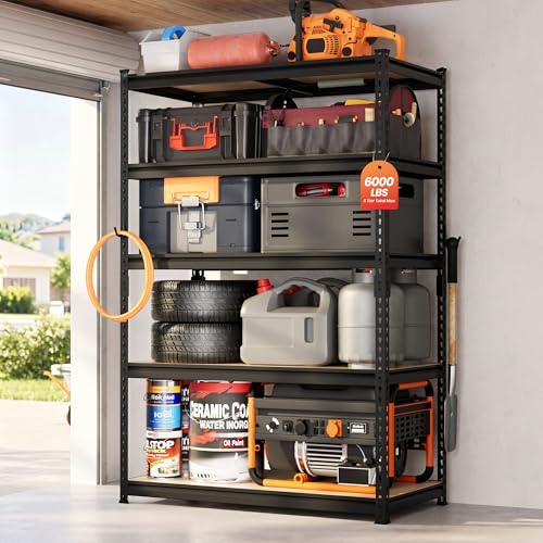 DYNALOAD 6000 lbs Heavy Duty Garage Shelving, 5-Tier, 48" W x 24" D x 72" H - color: 6000lbs, size: 48"W x 24"D x 72"H