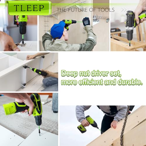 150mm 3/8" Magnetic Nut Driver Set for Impact Drill, 1/4" Hex Shank - size: H.3/8"