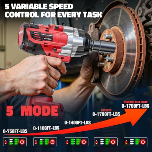 Cerycose Cordless Impact Wrench 1/2 inch Compatible with Milwaukee 18V Battery: 1700FT-LBS High Torque Impact Wrench with 6 Sockets & Case, Brushless Electric Impact Gun with LED Work Light, Bare Tool - size: 1/2inch, style: Fit for Milwaukee(include 6 So