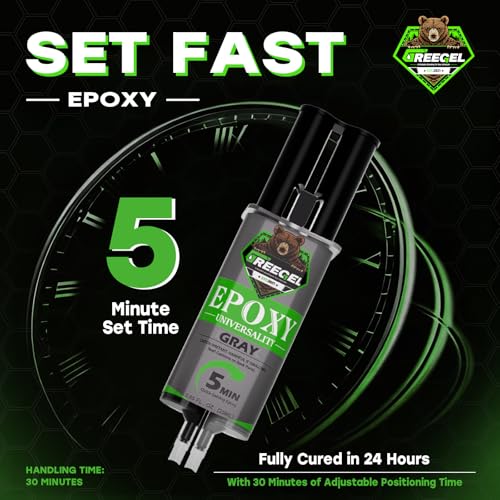 2 Part Gray Epoxy Glue 5 Minute Set Adhesive, 1.7 oz Syringe - color: Gray, size: 1.7 fl oz (50 ml)