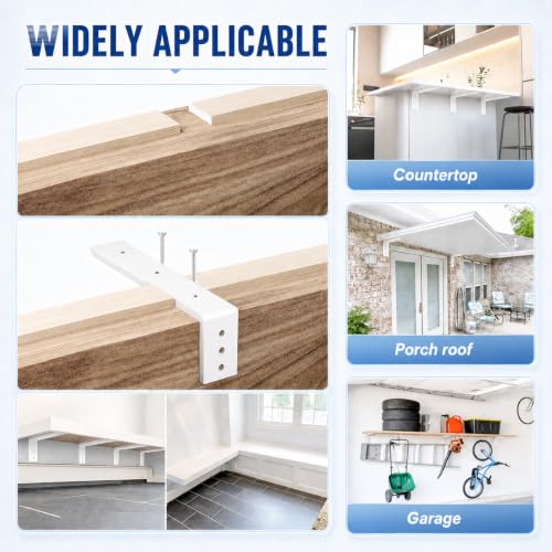 WINKER Countertop Support Bracket 2 Pack Heavy Duty 3/8" Thick Hidden L Shelf Bracket 20" x 8" x 2.5" Metal Corbels for Quartz/Granite/Wood/Concrete/Laminate Countertops, White (6 Hole) - size: 20″x8″x2.5″-6 hole-3/8" thick, style: White-2Pack