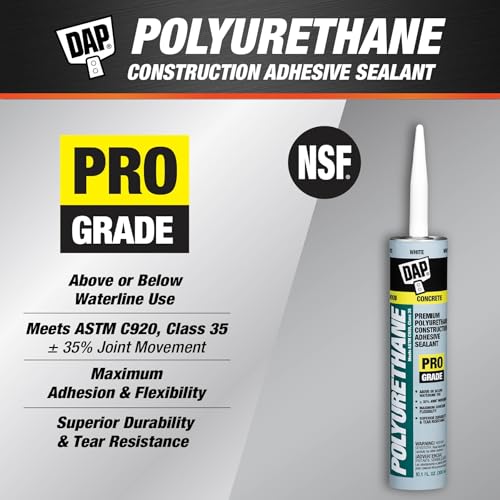 DAP Polyurethane Premium Construction Adhesive Sealant, White, 10.1 Oz (7079818810) - color: White