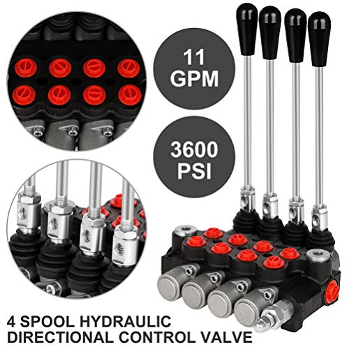 Hydraulic Flow Control Valve 4 Spool 11 GPM Adjustable Relief Valve - size: 4 Spool 11 GPM