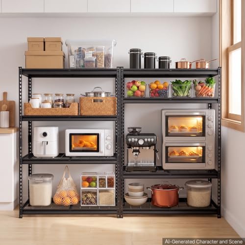 VEVOR Storage Shelves, 4-Tier 2400 lbs Garage Shelving 40 x 20 x 60 in - color: Black, size: 40" L x 20" W x 60" H