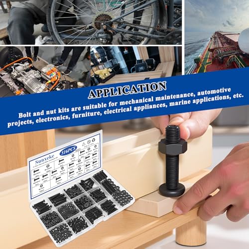 516Pcs Nuts and Bolts Assortment Kit, Phillips Pan Head, Black - color: 516pcs-Black